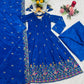 Crunchy Silk Embroidered Gown Sharara Set with Dupatta for Elegant look