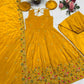 Crunchy Silk Embroidered Gown Sharara Set with Dupatta for Elegant look