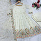 Crunchy Silk Embroidered Gown Sharara Set with Dupatta for Elegant look