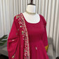 Crunchy Silk Embroidered Gown Sharara Set with Dupatta for Elegant look