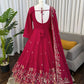 Crunchy Silk Embroidered Gown Sharara Set with Dupatta for Elegant look