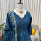 Crunchy Silk Embroidered Gown Sharara Set with Dupatta for Elegant look