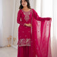 Crunchy Silk Embroidered Sharara Suit Set for Festive and Wedding Wear