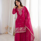 Crunchy Silk Embroidered Sharara Suit Set for Festive and Wedding Wear