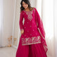 Crunchy Silk Embroidered Sharara Suit Set for Festive and Wedding Wear