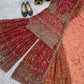 Crushed Silk Sharara Set With Sequin Embroidery