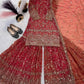 Crushed Silk Sharara Set With Sequin Embroidery