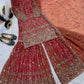Crushed Silk Sharara Set With Sequin Embroidery