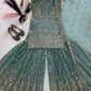 Crushed Silk Sharara Set With Sequin Embroidery