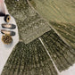 Crushed Silk Sharara Set With Sequin Embroidery