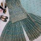 Crushed Silk Sharara Set With Sequin Embroidery