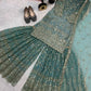 Crushed Silk Sharara Set With Sequin Embroidery