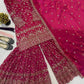 Crushed Silk Sharara Set With Sequin Embroidery