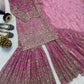 Crushed Silk Sharara Set With Sequin Embroidery