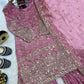 Crushed Silk Sharara Set With Sequin Embroidery