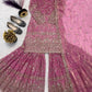Crushed Silk Sharara Set With Sequin Embroidery