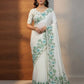 Crystal Organza Floral Embroidered Saree for Wedding and Festive Wear