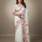 Crystal Organza Floral Embroidered Saree for Wedding and Festive Wear
