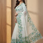 Crystal Organza Floral Embroidered Saree for Wedding and Festive Wear