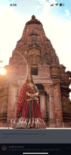 Darbari Style Embroidered Lehenga Choli Set with Dupatta