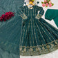 Dark Green Star Georgette Embroidered Anarkali Set with Dupatta