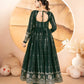 Dark Green Star Georgette Embroidered Anarkali Set with Dupatta