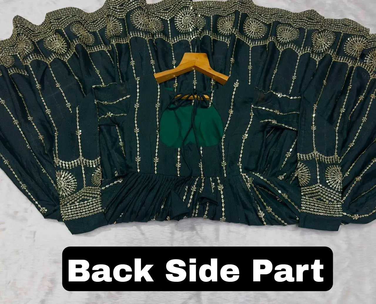 Dark Green Star Georgette Embroidered Anarkali Set with Dupatta