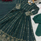 Dark Green Star Georgette Embroidered Anarkali Set with Dupatta