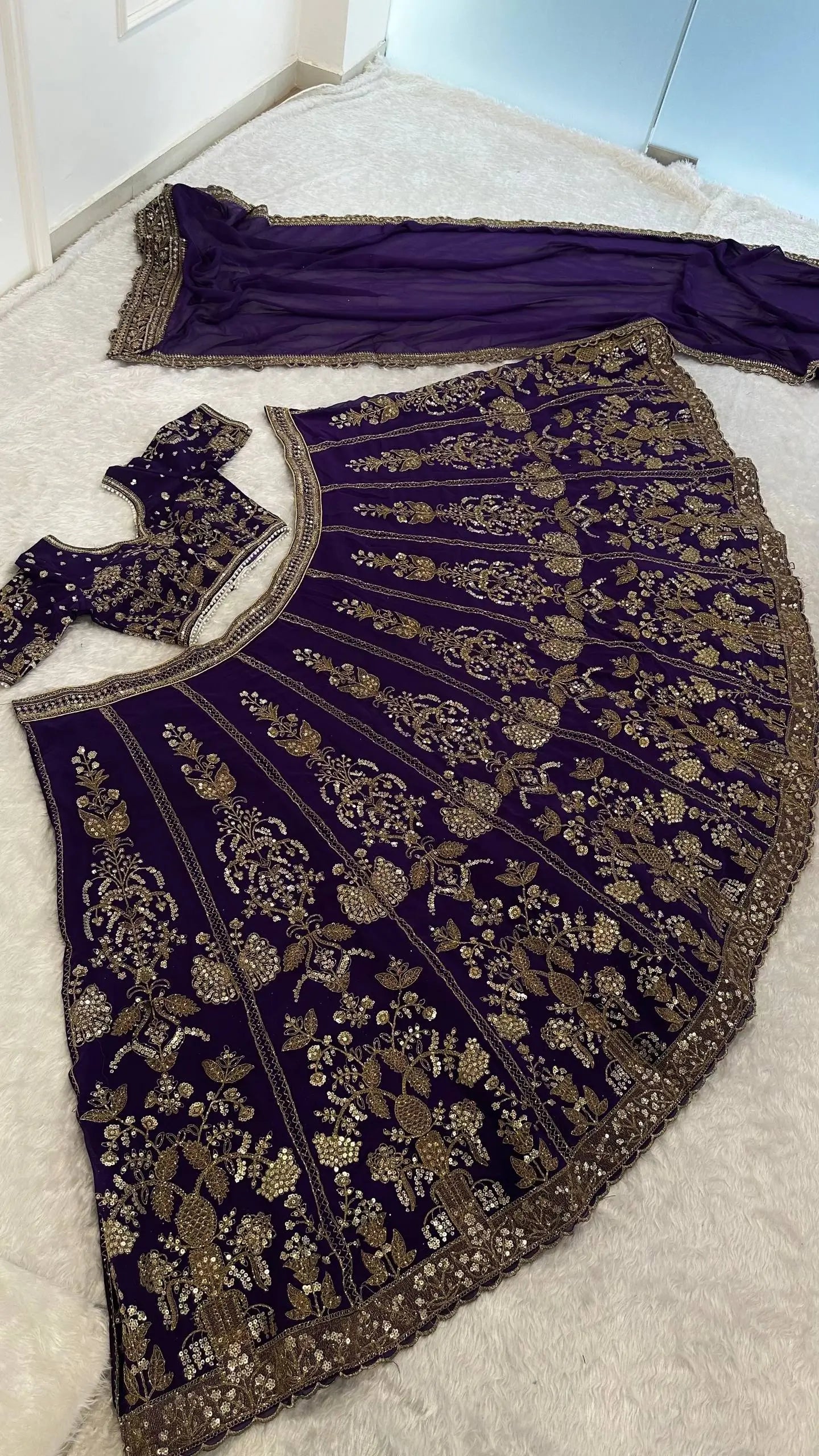 Deep Purple Zari Lehenga