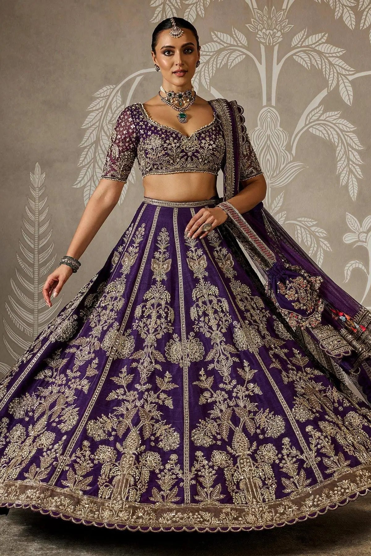 Deep Purple Zari Lehenga