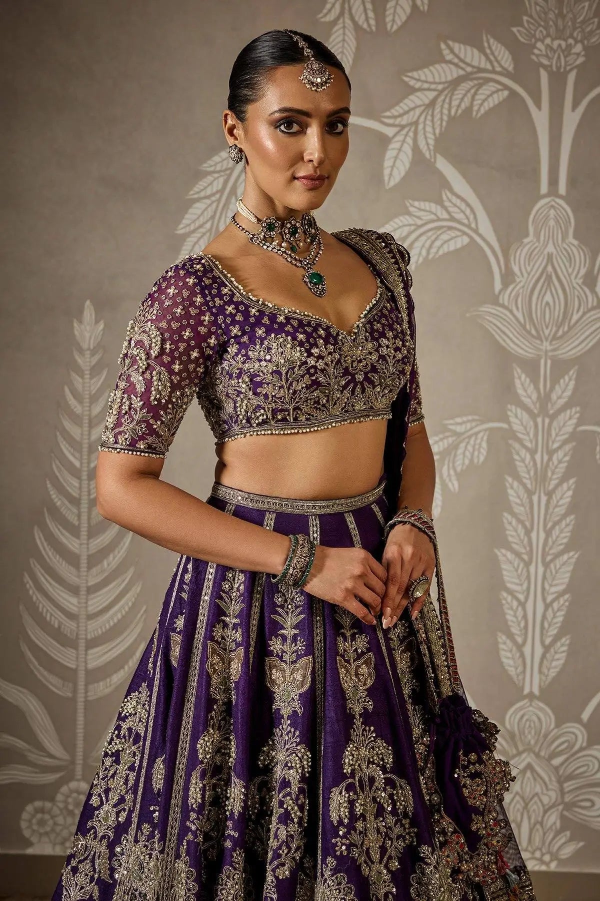 Deep Purple Zari Lehenga