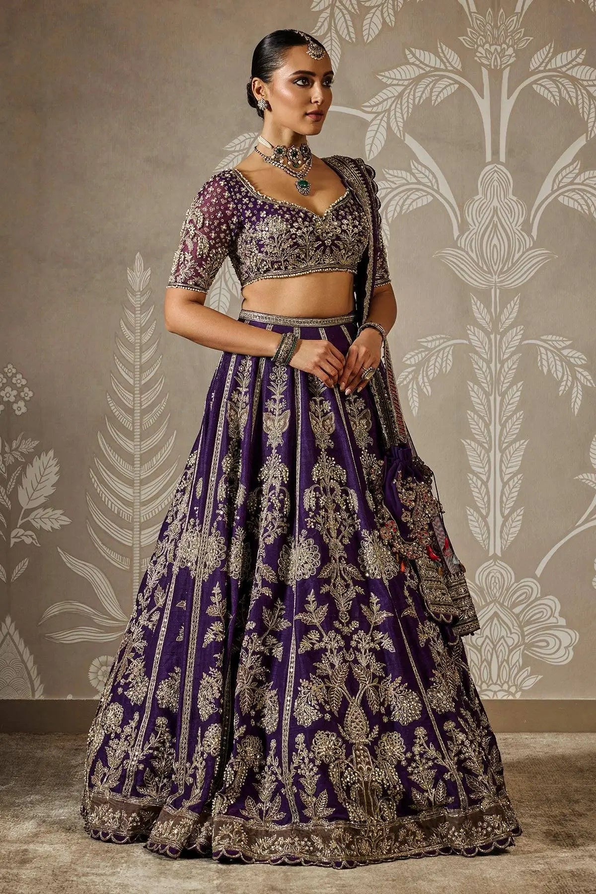 Deep Purple Zari Lehenga