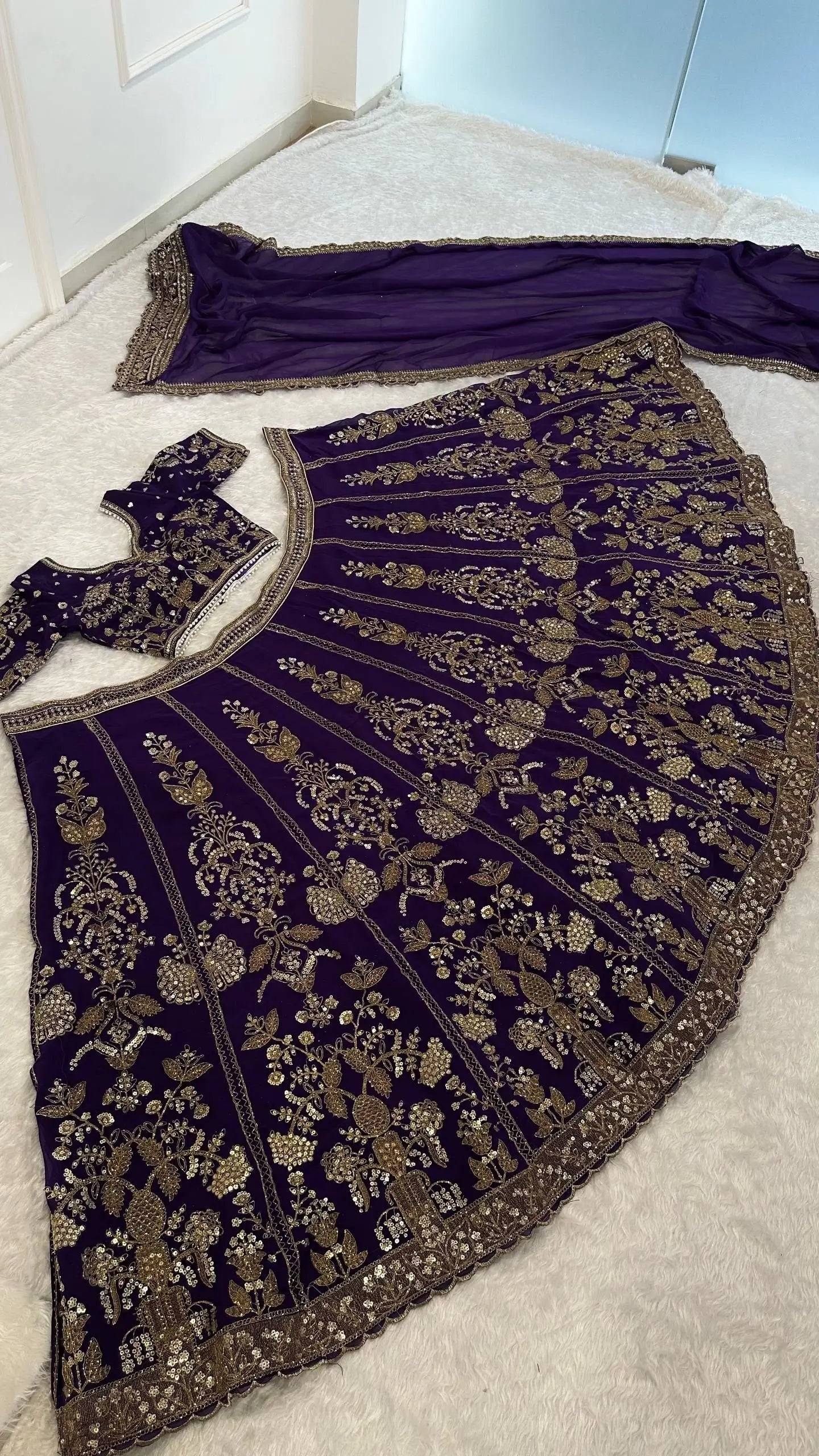 Deep Purple Zari Lehenga