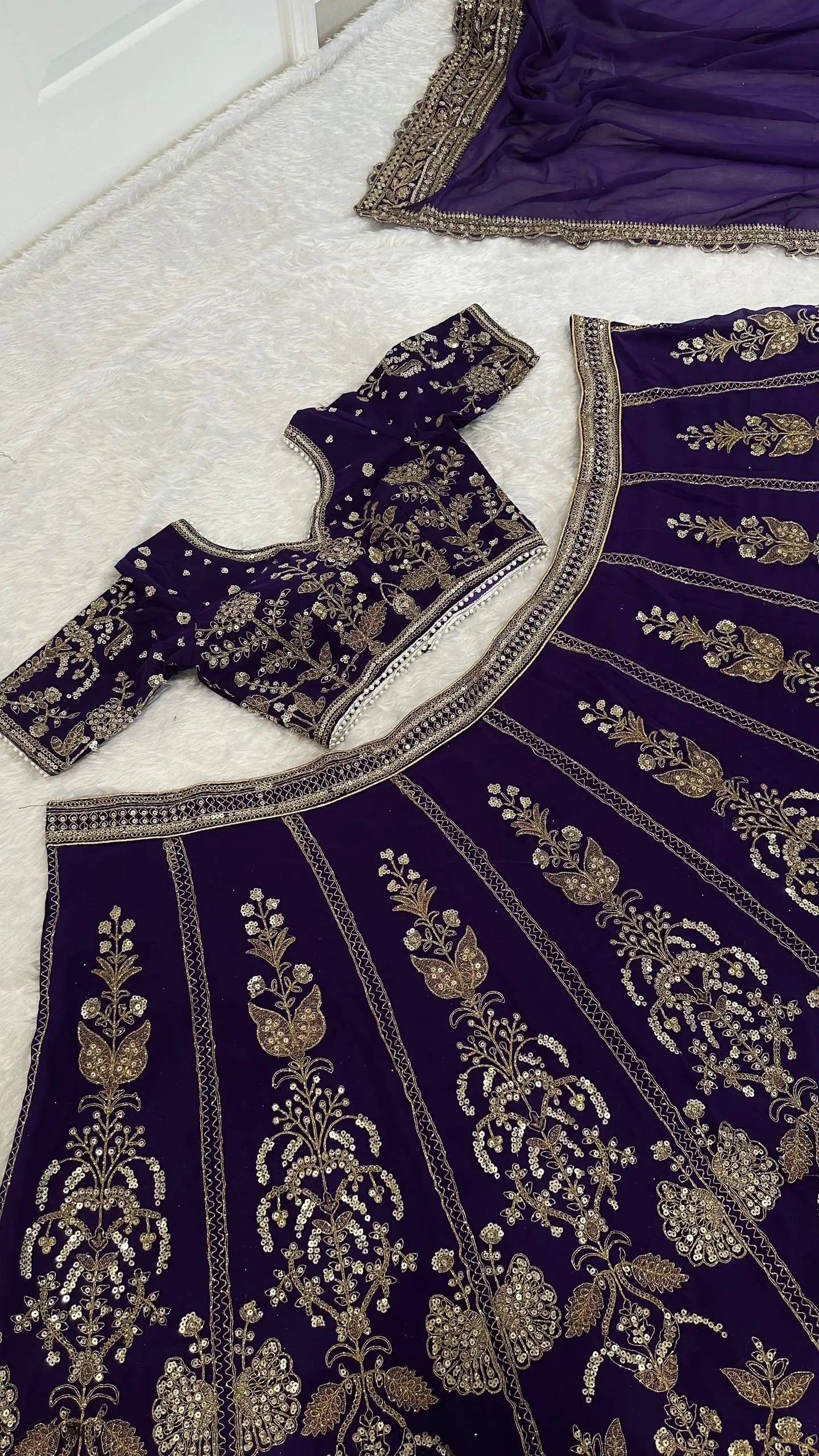 Deep Purple Zari Lehenga