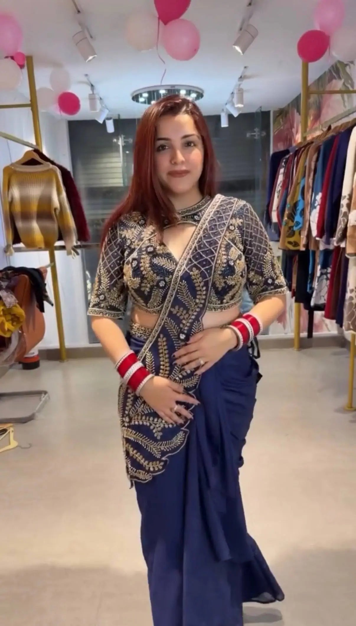 Designer Beads Embroidered Ready to Wear Saree for Festive and Party Wear