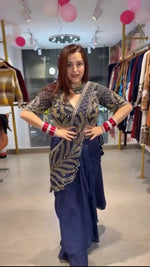 Designer Beads Embroidered Ready to Wear Saree for Festive and Party Wear