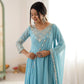 Designer Blooming Faux Embroidered Anarkali Gown Set
