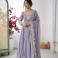 Designer Blooming Faux Embroidered Anarkali Gown Set