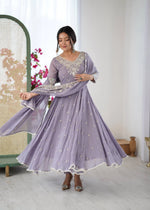 Designer Blooming Faux Embroidered Anarkali Gown Set