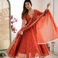 Designer Blooming Faux Embroidered Anarkali Gown Set
