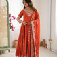 Designer Blooming Faux Embroidered Anarkali Gown Set