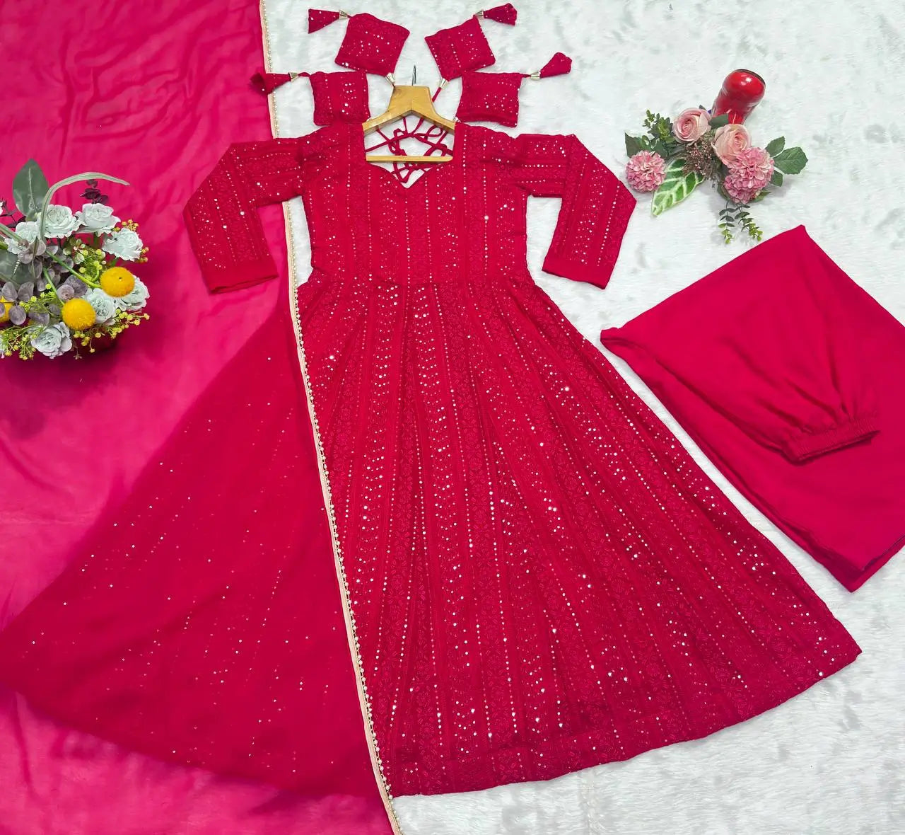 Designer Blooming Georgette Anarkali Suit Set