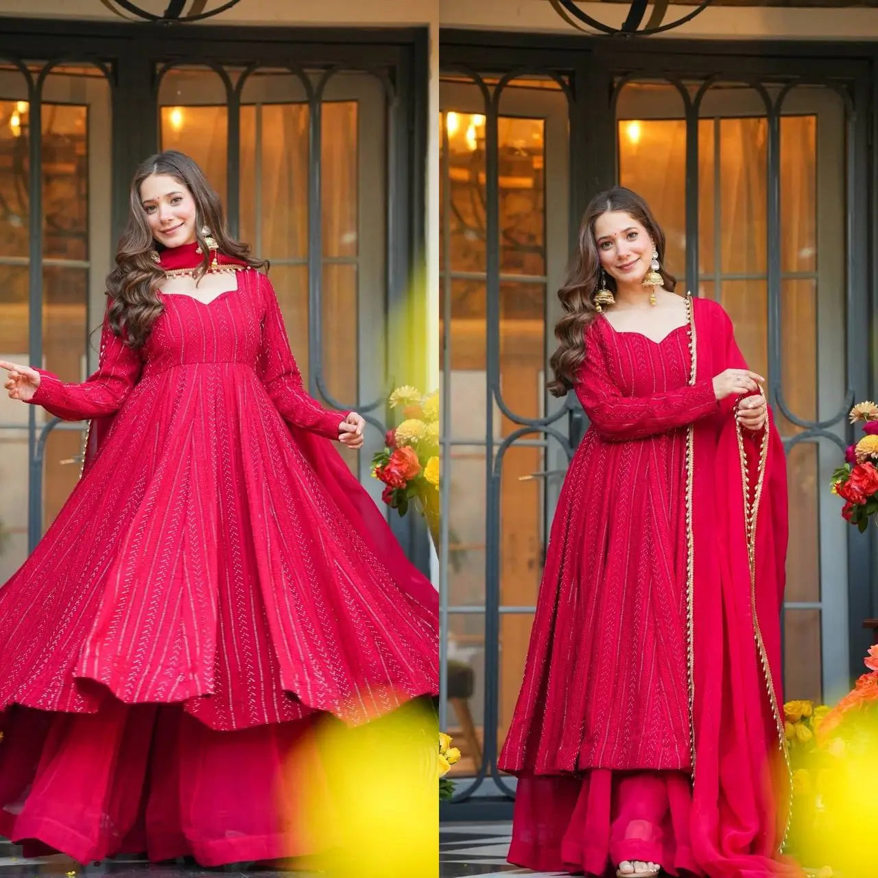 Designer Blooming Georgette Anarkali Suit Set