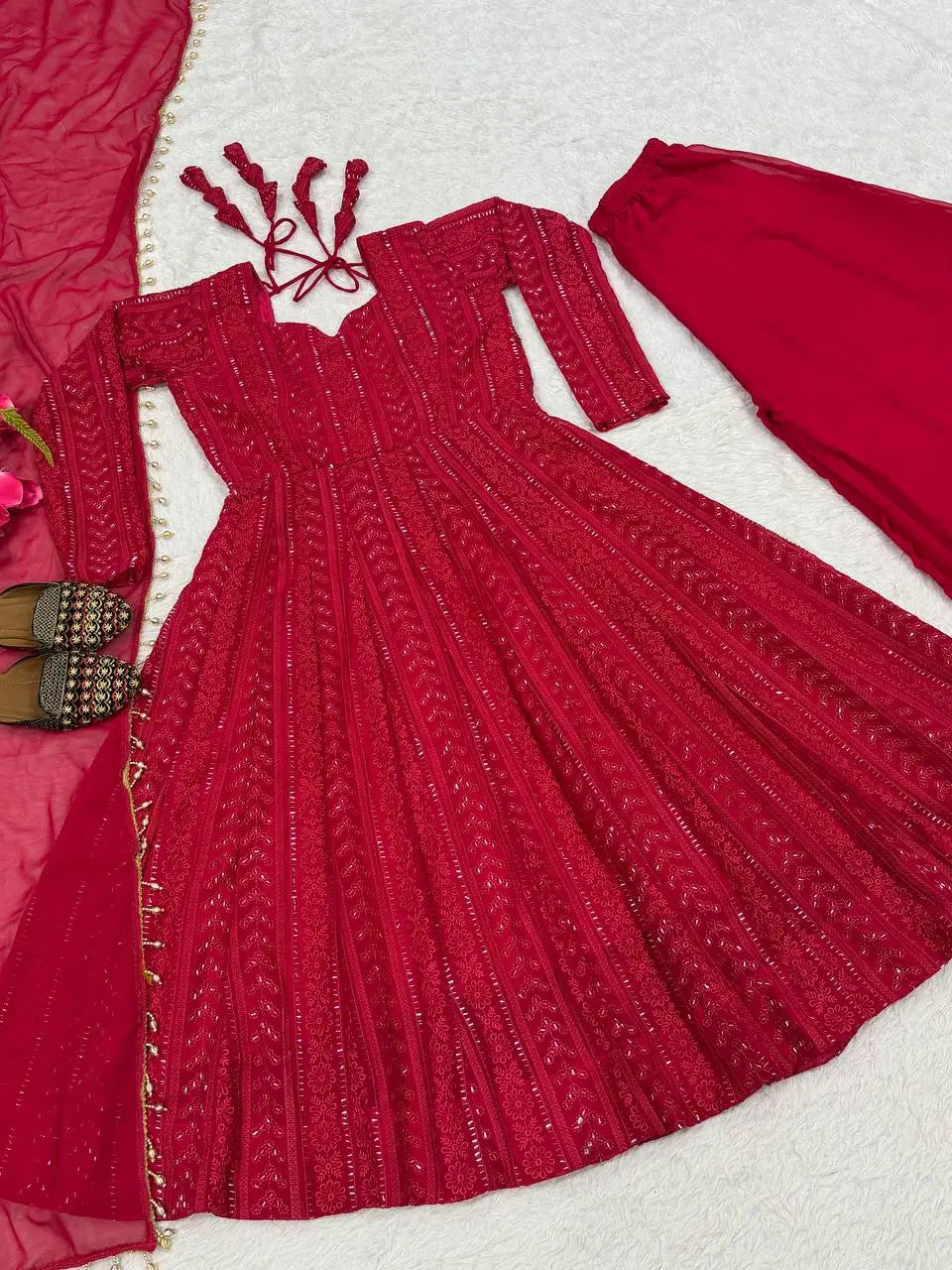 Designer Blooming Georgette Anarkali Suit Set