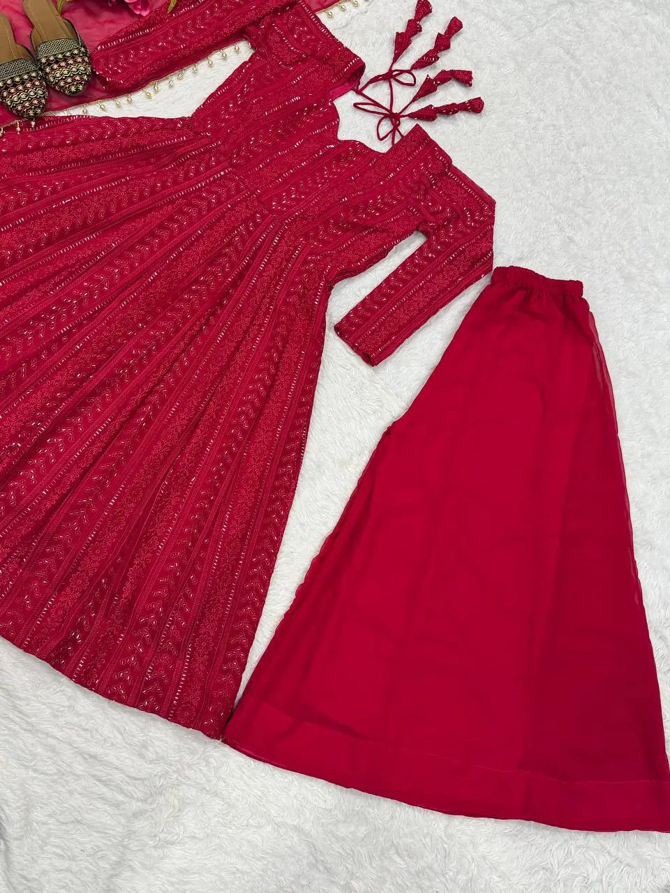 Designer Blooming Georgette Anarkali Suit Set