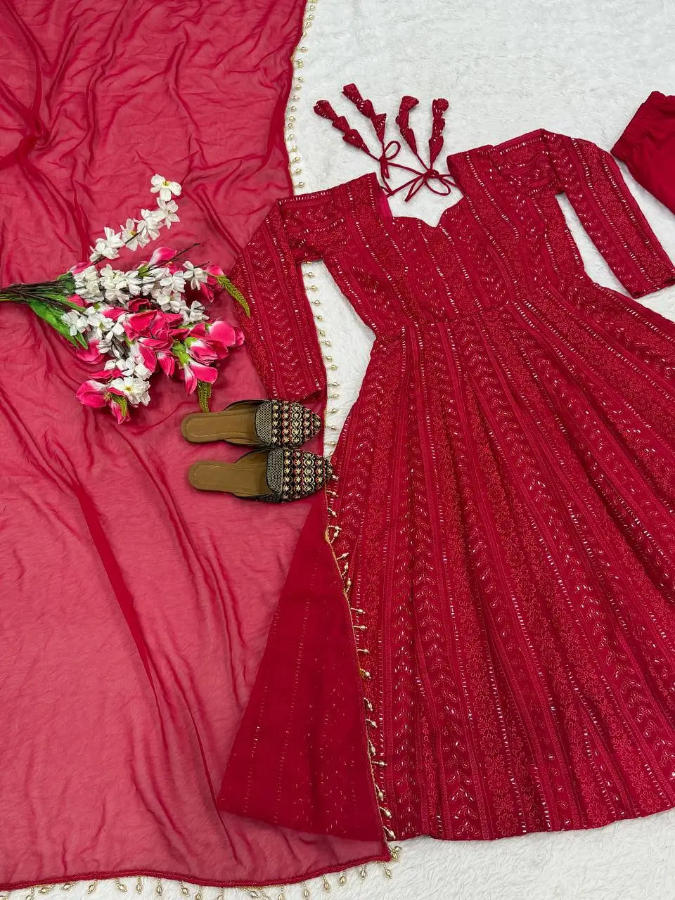 Designer Blooming Georgette Anarkali Suit Set