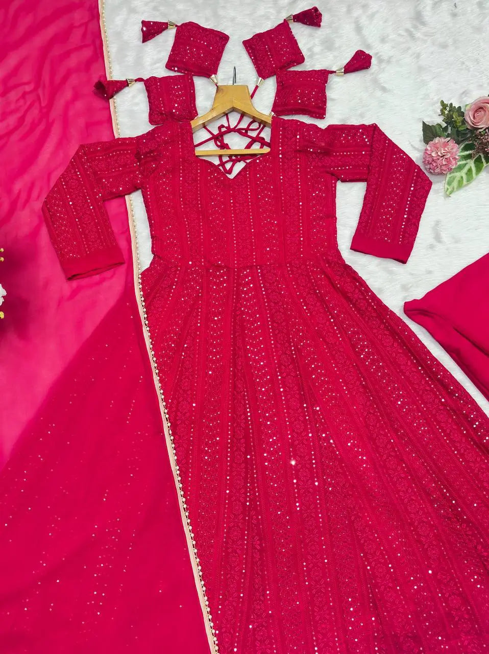 Designer Blooming Georgette Anarkali Suit Set