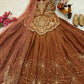 Designer Brown Shimmer Silk Lehenga Choli with Net Dupatta | Heavy Embroidery & Sequin Work