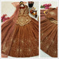 Designer Brown Shimmer Silk Lehenga Choli with Net Dupatta | Heavy Embroidery & Sequin Work