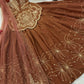 Designer Brown Shimmer Silk Lehenga Choli with Net Dupatta | Heavy Embroidery & Sequin Work